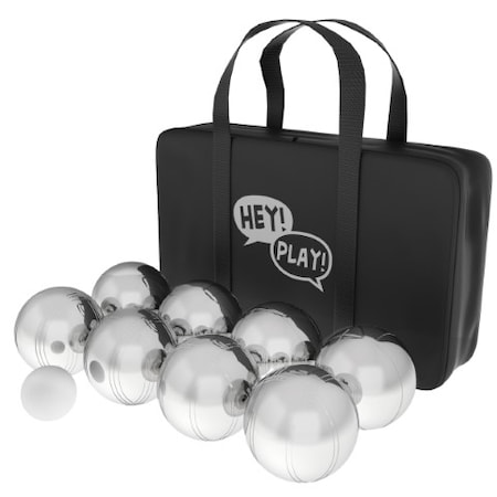 Toy Time Petanque/Boules Set for Bocce with 8 Steel Tossing Balls, Cochonnet, and Case, Outdoor , Adults/Kids 845572MKT